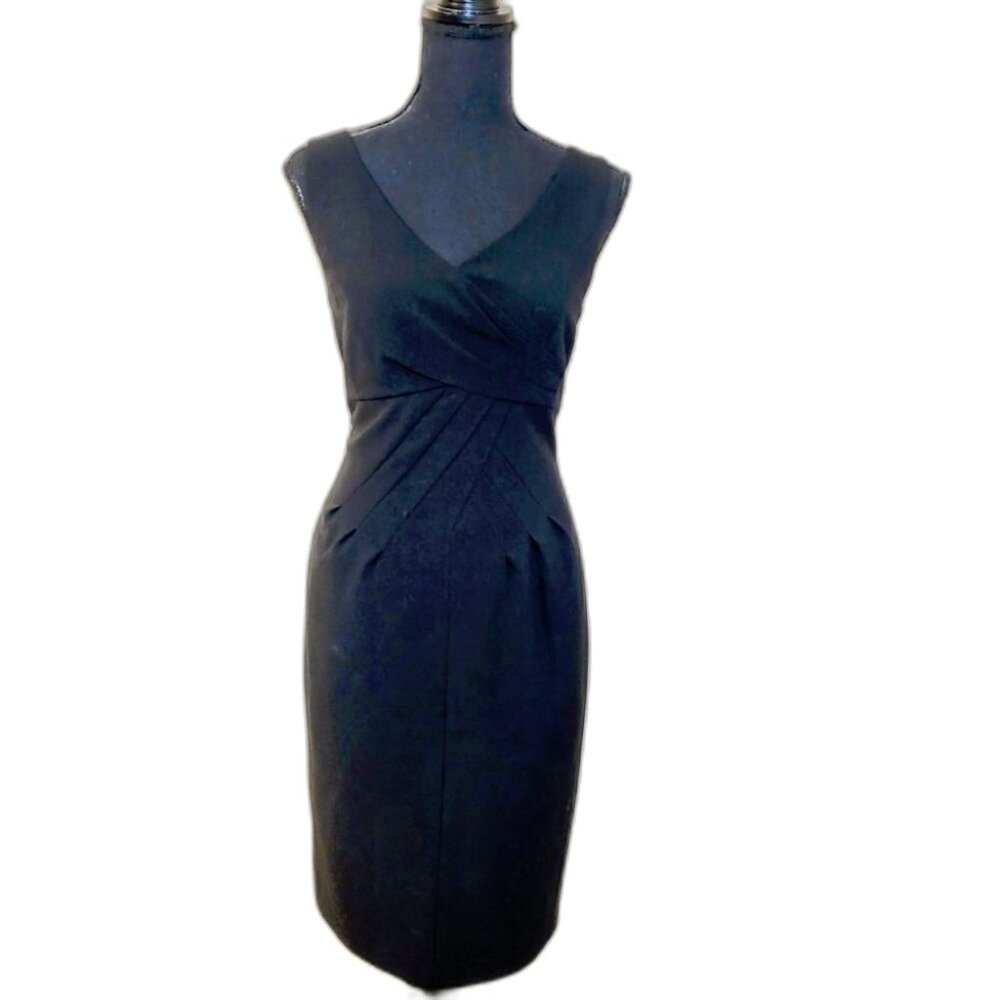 Calvin Klein Black Ruched Wrap Midi Dress